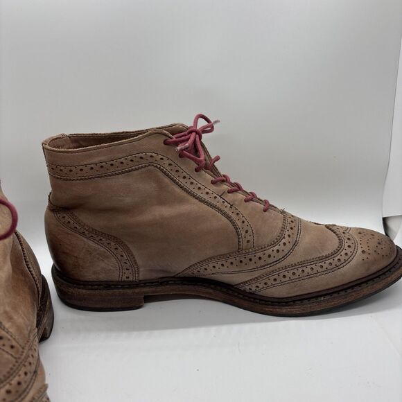 rare ALLEN EDMONDS CRONMOK Cognac Wingtip Brogue Leather Boot men 9 - Picture 7 of 11